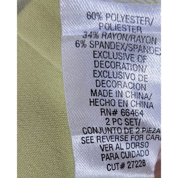 Sandra Darren Womens Suit Set 24W Green 2 Piece Jacket Floral Midi Skirt Career - Picture 8 of 16